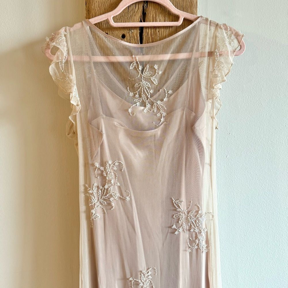 Sue Wong Vintage Embroidered Midi Cocktail Dress - Tan - Picture 6 of 7